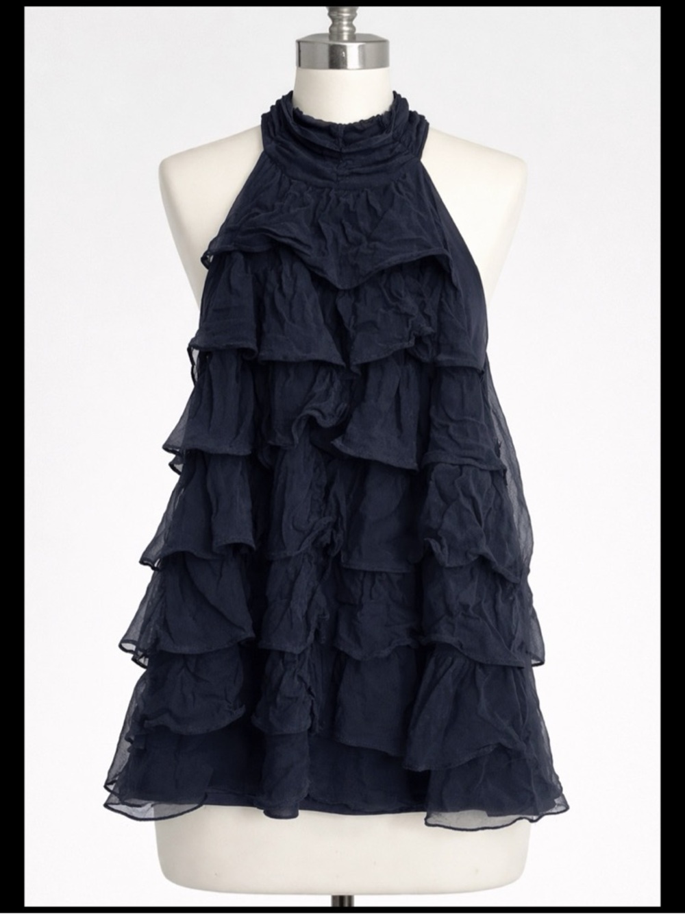 Kenar Black Halter Top Ruffle Tier Medium